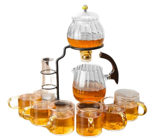 Fully automatic lazy tea set household high-end heat-resistant glass magnetic teapot